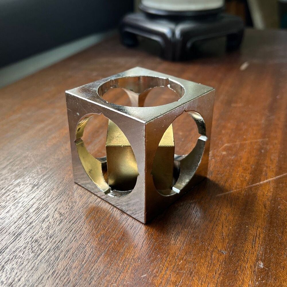 VTG Marcel Gillen Cube Puzzle Sputnik Brass Metal MCM Decor 2”